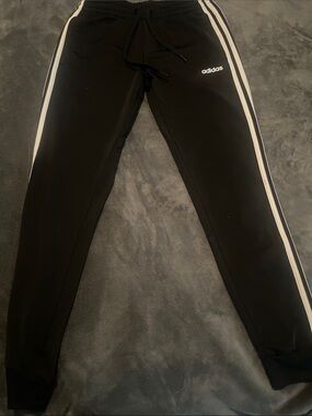 adidas Black Joggers with White Side Stripes
